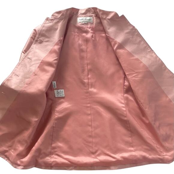VTG Rena Rowan Textured Pale Pink Silk Blazer /Jacket, High Collar Size M - Picture 9 of 16